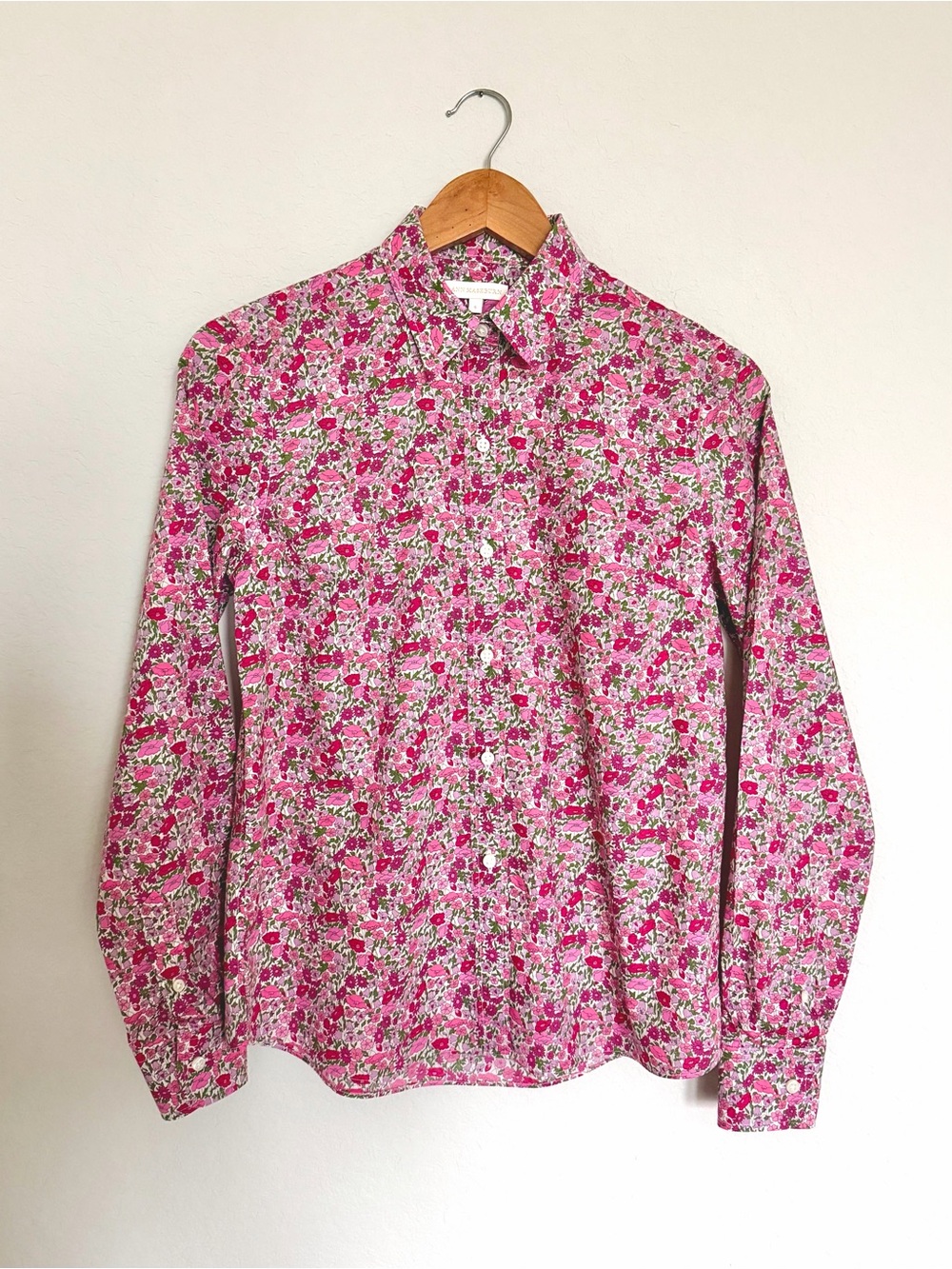 Ann Mashburn Liberty Blouse Top Sz S Liberty London Pink Poppy Forest - Picture 2 of 11
